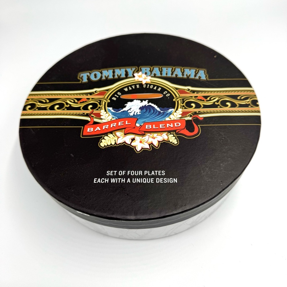 Tommy Bahama Big Wave Cigar Barrel Blend 7” plate set of 4 Limited Edition 2017